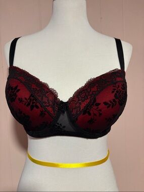 intimissimi Red and Black Lace Underwire Balconette Bra